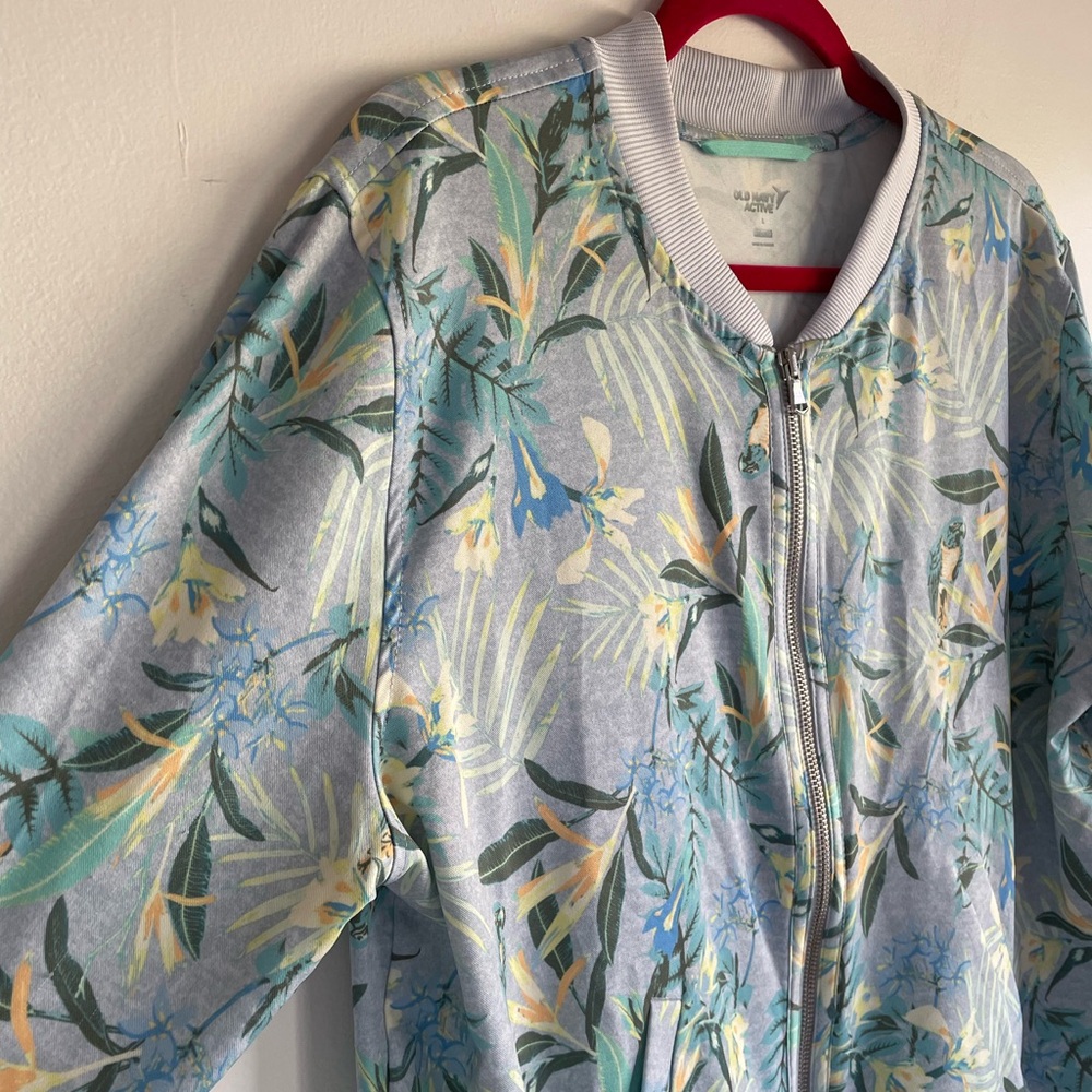 Old Navy Women's Tropical Print Lightweight Bomber Jacket Size L - Picture 2 of 4